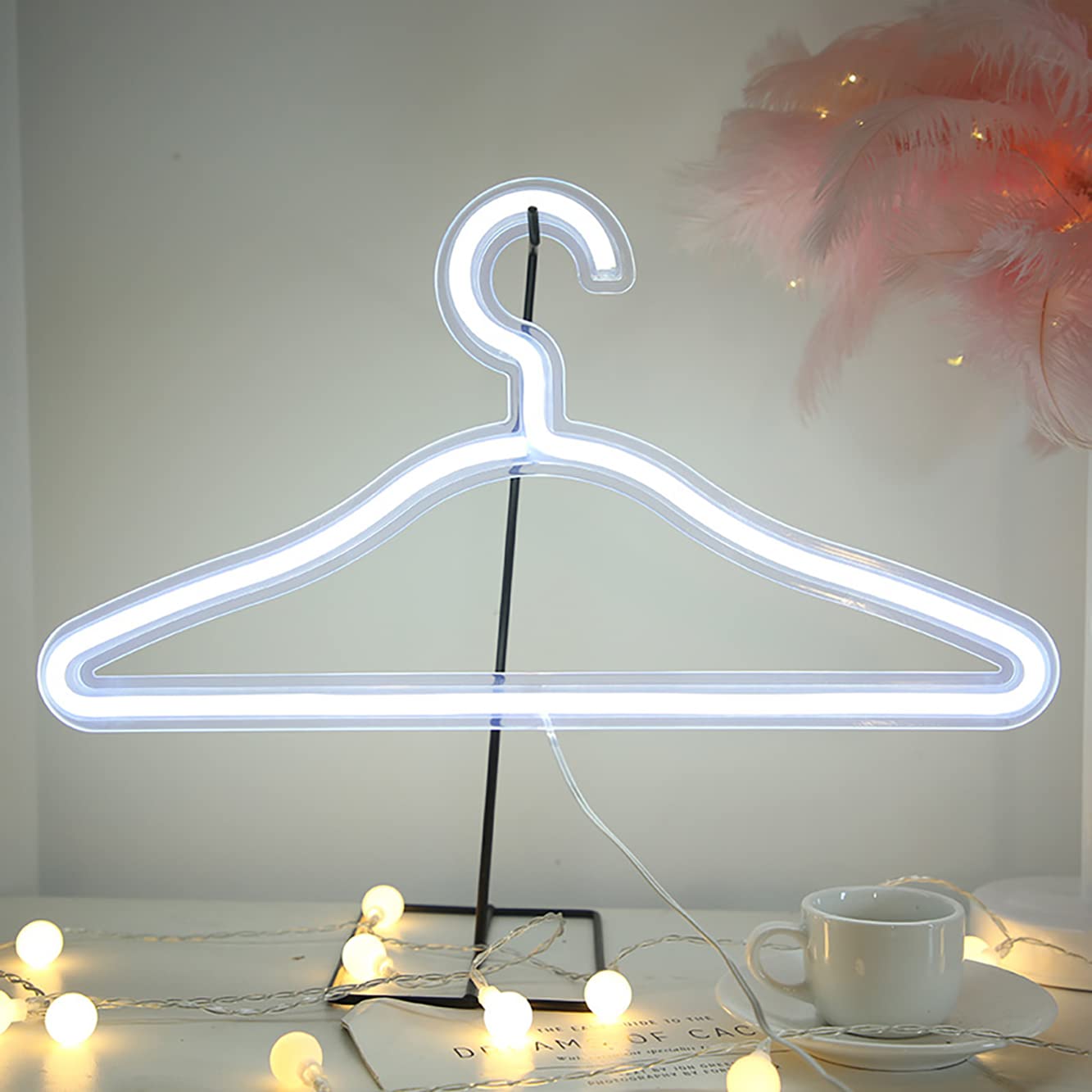 LUVFAY Neon Clothes Hanger, LED Hanger Light Sign Glow Display